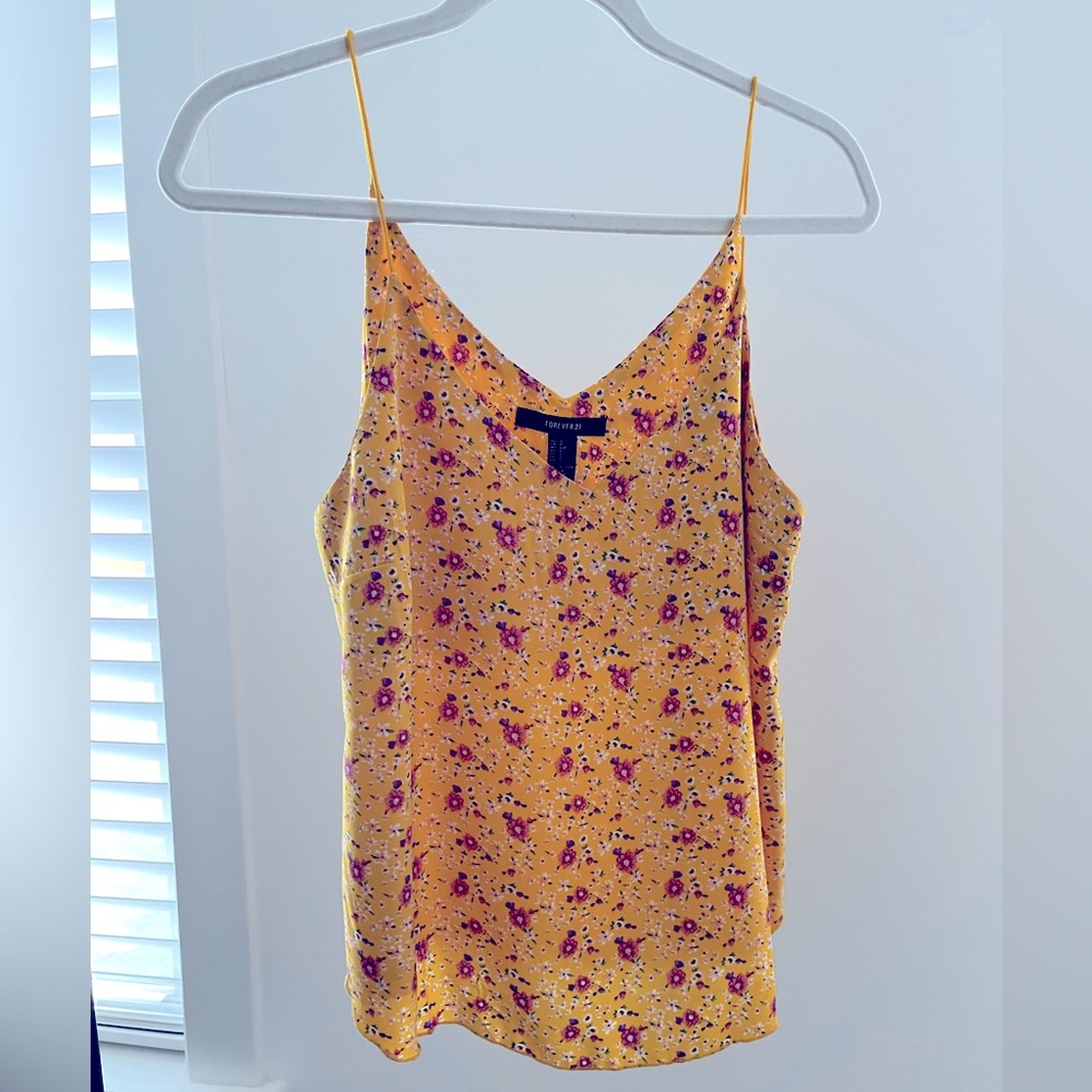 Floral yellow tank top. Size small